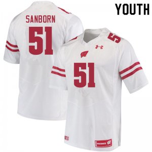 Youth Wisconsin Badgers NCAA #51 Bryan Sanborn White Authentic Under Armour Stitched College Football Jersey TP31Q34RH